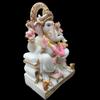 Ganesha Statue sitting on Singhasan - Large 18 inches Marble Ganapati Idol - White Ganesh Murti - Hindu Religious Prosperity Elephant God - Home First Ganesha Temple Decoration Cute Housewarming Gifts view 4