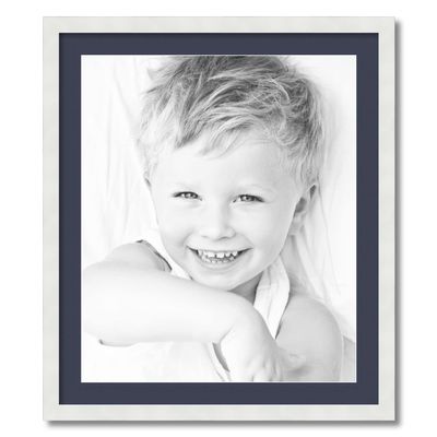 ArtToFrames 21x25 inch Satin White Frame Picture Frame with 2 Inch Single Blue Jay Mat, SingleMat-FRBW26074-21x25-586