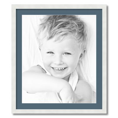 ArtToFrames 21x25 inch Satin White Frame Picture Frame with 2 Inch Single Dutch Blue Mat, SingleMat-FRBW26074-21x25-785