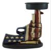 Ebros Gift Rustic Western Patriotic USA American Flag Six Shooter Revolver Pistol Gun with Bullet Shell Votive Tea Light Candle Holder Decorative Figurine Country Accent T-Lite Candleholders view 2