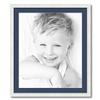 ArtToFrames 21x25 inch Satin White Frame Picture Frame with 2 Inch Single Midnight Blue Mat, SingleMat-FRBW26074-21x25-837 view 1
