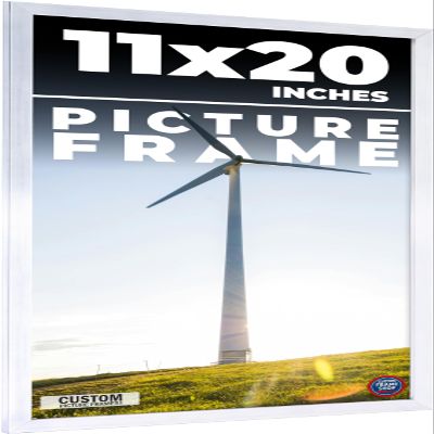 11x20 Frame Silver Real Wood Picture Frame Width 0.75 Inches | Interior Frame Depth 0.5 Inches | Stainless Silver Modern Photo Frame Complete with UV Acrylic, Foam Board Backing & Hanging Hardware