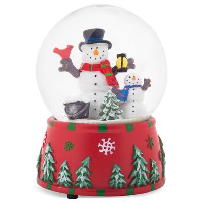 Elanze Designs Cardinal MM Sturdy Polyresin Christmas Glitter Water Snow Globe Magical Whimsical Tabletop Dresser Nightstand Figurine Decoration Plays Frosty The Snowman