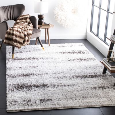 SAFAVIEH Area Rug 8x10 - Berber Shag Collection - Large - Grey & Dark Grey, Modern Design, Non-Shedding & Easy Cleaning, Plush Thick Pile, Ideal for Living Room, Bedroom, Dining Space (BER551F)