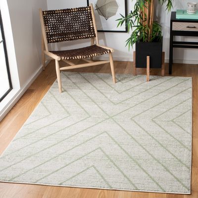 SAFAVIEH Area Rug 8x10 - Adirondack Collection - Large - Ivory & Sage, Modern Geometric Design, Non-Shedding & Easy Cleaning, Ideal for Living Room, Bedroom, Office, Dining Space (ADR251W)