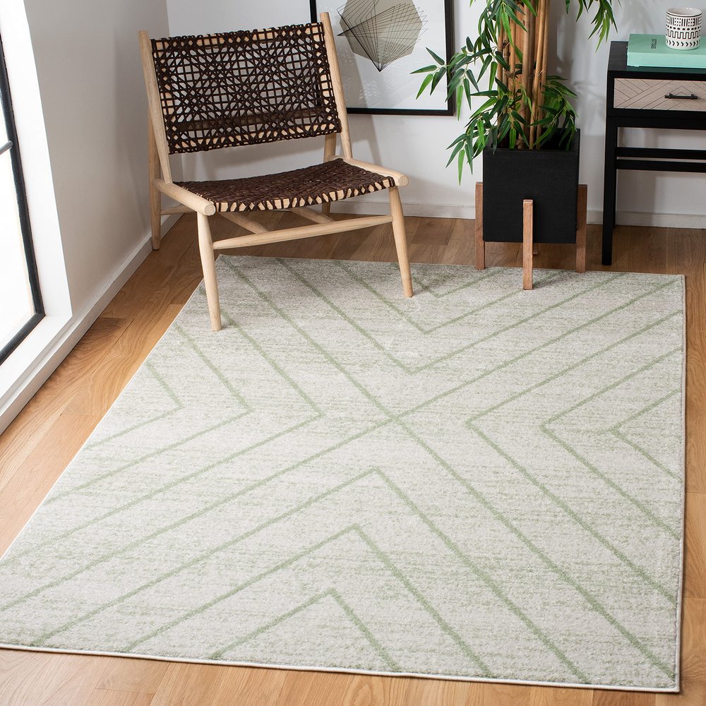 SAFAVIEH Area Rug 8x10 - Adirondack Collection - Large - Ivory & Sage, Modern Geometric Design, Non-Shedding & Easy Cleaning, Ideal for Living Room, Bedroom, Office, Dining Space (ADR251W)