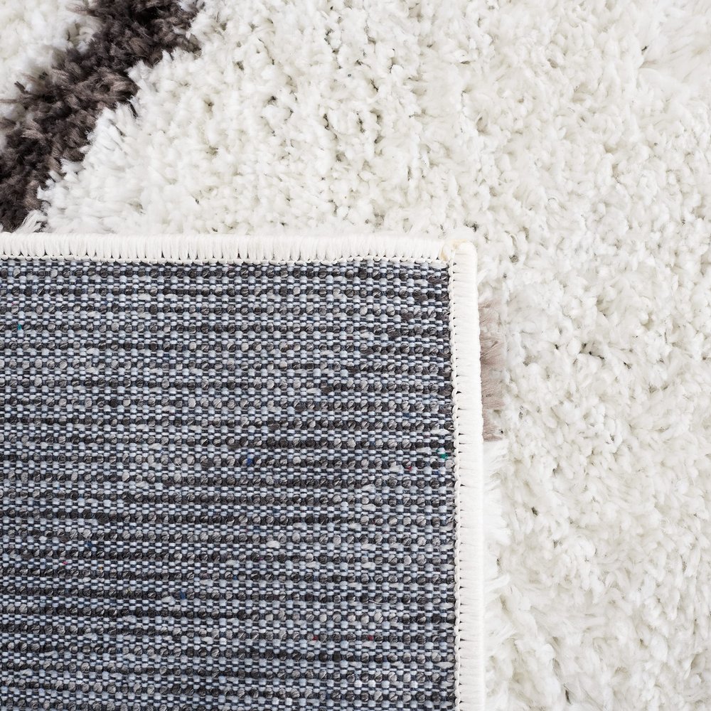 SAFAVIEH Area Rug 8x10 - Berber Shag Collection - Large - Ivory & Grey, Moroccan Design, Non-Shedding & Easy Cleaning, Plush Thick Pile, Ideal for Living Room, Bedroom, Dining Space (BER522F)