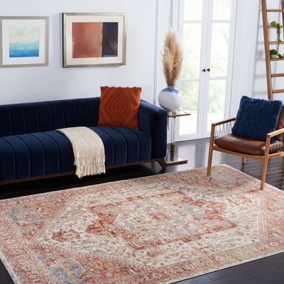 SAFAVIEH Area Rug 8x10 - Valencia Collection - Large - Ivory & Rust, Vintage Traditional Oriental Design, Non-Shedding & Easy Cleaning, Ideal for Living Room, Bedroom, Office, Dining Space (VAL568B)