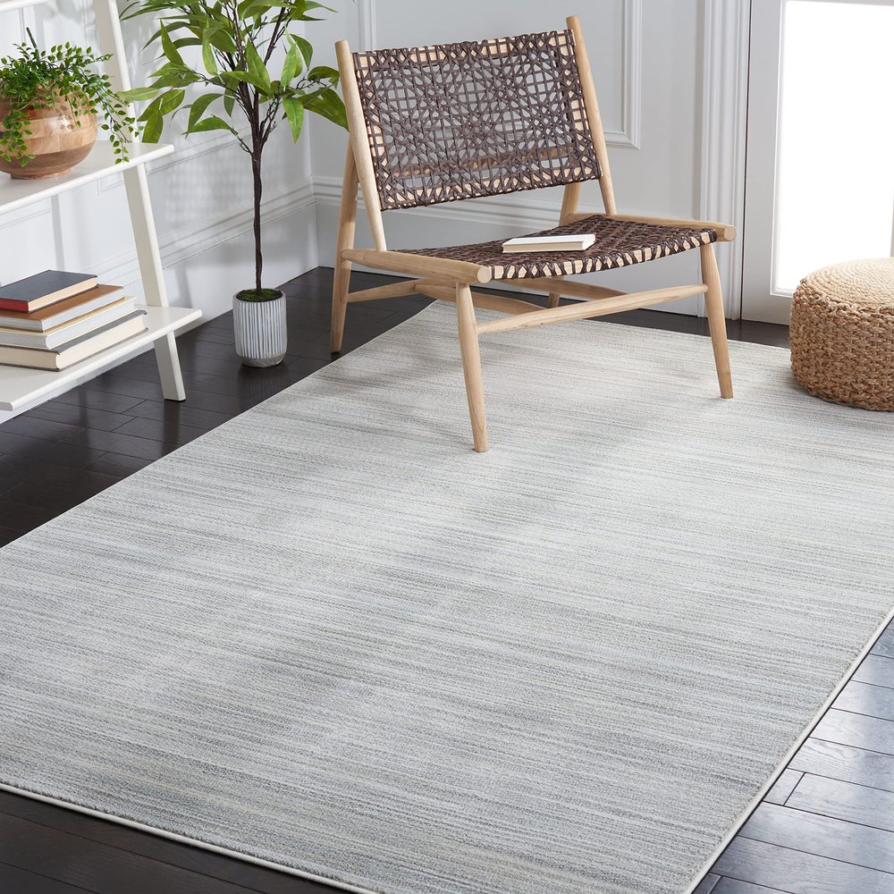 SAFAVIEH Area Rug 8x10 - Herat Collection - Large - Ivory & Grey, Stripe Design, Non-Shedding & Easy Cleaning, Ideal for Living Room, Bedroom, Office, Dining Space (HRT313A)