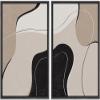 wall26 Framed Canvas Wall Art Print Set Black, Tan & Brown Swirling Wave Collage Abstract Shapes Illustrations Modern Rustic Relax/Calm for Living Room, Bedroom, Office - 16"x24"x2 Black view 1
