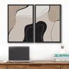 wall26 Framed Canvas Wall Art Print Set Black, Tan & Brown Swirling Wave Collage Abstract Shapes Illustrations Modern Rustic Relax/Calm for Living Room, Bedroom, Office - 16"x24"x2 Black view 2