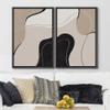 wall26 Framed Canvas Wall Art Print Set Black, Tan & Brown Swirling Wave Collage Abstract Shapes Illustrations Modern Rustic Relax/Calm for Living Room, Bedroom, Office - 16"x24"x2 Black view 3