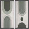 wall26 Framed Canvas Wall Art Print Set Green Geometric Mid-Century Pastel Polygon Symbol Abstract Shapes Illustrations Modern Bohemian for Living Room, Bedroom, Office - 16"x24"x2 Black view 1