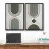 wall26 Framed Canvas Wall Art Print Set Green Geometric Mid-Century Pastel Polygon Symbol Abstract Shapes Illustrations Modern Bohemian for Living Room, Bedroom, Office - 16"x24"x2 Black view 2