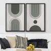 wall26 Framed Canvas Wall Art Print Set Green Geometric Mid-Century Pastel Polygon Symbol Abstract Shapes Illustrations Modern Bohemian for Living Room, Bedroom, Office - 16"x24"x2 Black view 3