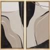 wall26 Framed Canvas Wall Art Print Set Black, Tan & Brown Swirling Color Blot Collage Abstract Shapes Illustrations Modern Rustic Relax/Calm for Living Room, Bedroom, Office - 16"x24"x2 Natural view 1