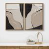 wall26 Framed Canvas Wall Art Print Set Black, Tan & Brown Swirling Color Blot Collage Abstract Shapes Illustrations Modern Rustic Relax/Calm for Living Room, Bedroom, Office - 16"x24"x2 Natural view 2
