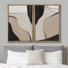 wall26 Framed Canvas Wall Art Print Set Black, Tan & Brown Swirling Color Blot Collage Abstract Shapes Illustrations Modern Rustic Relax/Calm for Living Room, Bedroom, Office - 16"x24"x2 Natural view 3