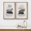 wall26 Framed Canvas Wall Art Print Set Geometric Pastel Multicolor Polygon Layers Abstract Shapes Illustrations Modern Bohemian Colorful Cool for Living Room, Bedroom, Office - 16"x24"x2 Natural view 2