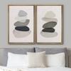 wall26 Framed Canvas Wall Art Print Set Geometric Pastel Multicolor Polygon Layers Abstract Shapes Illustrations Modern Bohemian Colorful Cool for Living Room, Bedroom, Office - 16"x24"x2 Natural view 3