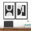 wall26 Framed Canvas Print Wall Art Set Black and White Mid Century Semi Circle Arches Abstract Shapes Illustrations Modern Minimalist Relax/Calm for Living Room, Bedroom, Office - 16"x24"x2 Black view 2