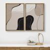 wall26 Framed Canvas Wall Art Print Set Black, Tan & Brown Swirling Wave Collage Abstract Shapes Illustrations Modern Rustic Relax/Calm for Living Room, Bedroom, Office - 16"x24"x2 Natural view 2