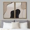 wall26 Framed Canvas Wall Art Print Set Black, Tan & Brown Swirling Wave Collage Abstract Shapes Illustrations Modern Rustic Relax/Calm for Living Room, Bedroom, Office - 16"x24"x2 Natural view 3