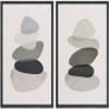 wall26 Framed Canvas Wall Art Print Set Geometric Pastel Multicolor Polygon Layers Abstract Shapes Illustrations Modern Bohemian Colorful Cool for Living Room, Bedroom, Office - 16"x24"x2 Black view 1
