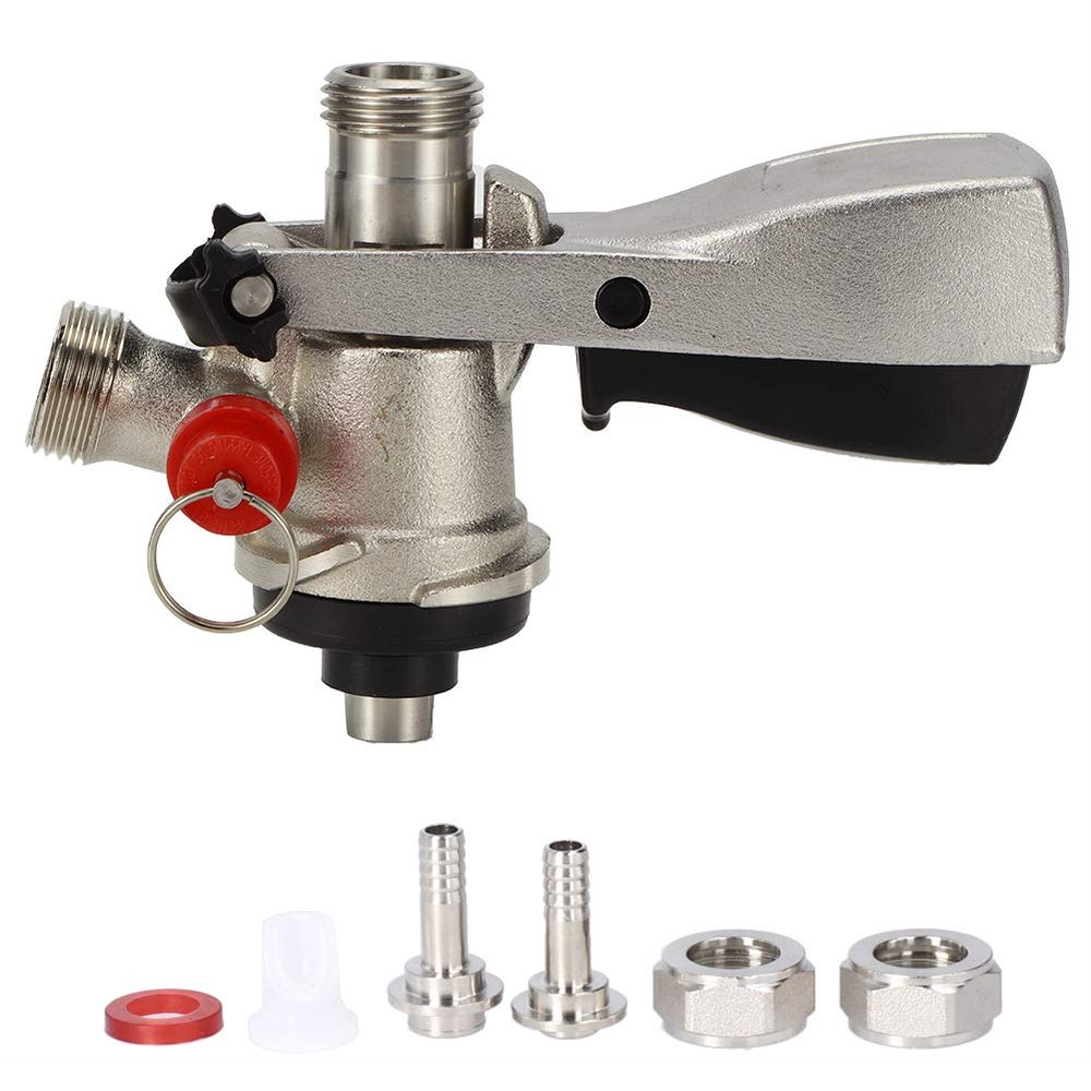 G5/8 S Type Keg Coupler,Stainless Steel Beer Keg Coupler,G5/8 S Type Draft Beer Keg Coupler Dispenser with Pressure Relief Valve Home Brewing System