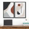 wall26 Framed Canvas Wall Art Print Set Brown, Black & Gray Mid-Century Polygons Abstract Shapes Illustrations Modern Relax/Calm Multicolor for Living Room, Bedroom, Office - 16"x24"x2 Black view 2