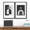 wall26 Framed Canvas Print Wall Art Set Black and White Mid Century Spiral Polygons Abstract Shapes Illustrations Modern Minimalist Relax/Calm for Living Room, Bedroom, Office - 16"x24"x2 Black view 2