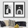 wall26 Framed Canvas Print Wall Art Set Black and White Mid Century Spiral Polygons Abstract Shapes Illustrations Modern Minimalist Relax/Calm for Living Room, Bedroom, Office - 16"x24"x2 Black view 3