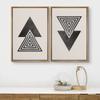 wall26 Framed Canvas Print Wall Art Set Mid-Century Spiral Triangle Polygon Variety Abstract Shapes Illustrations Modern Minimalist Relax/Calm for Living Room, Bedroom, Office - 16"x24"x2 Natural view 2