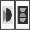wall26 Framed Canvas Print Wall Art Set Black & White Mid Century Semi Circle Variety Abstract Shapes Illustrations Modern Minimalist Relax/Calm for Living Room, Bedroom, Office - 16"x24"x2 Black view 1