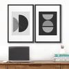 wall26 Framed Canvas Print Wall Art Set Black & White Mid Century Semi Circle Variety Abstract Shapes Illustrations Modern Minimalist Relax/Calm for Living Room, Bedroom, Office - 16"x24"x2 Black view 2