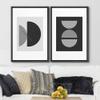 wall26 Framed Canvas Print Wall Art Set Black & White Mid Century Semi Circle Variety Abstract Shapes Illustrations Modern Minimalist Relax/Calm for Living Room, Bedroom, Office - 16"x24"x2 Black view 3