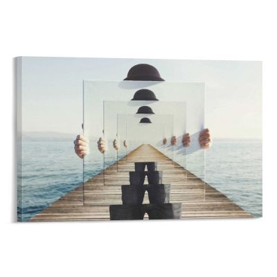 37 Masterpieces by Rene Magritte - Recursion by Rene Magritte Canvas Art Poster and Wall Art Picture Print Modern Family Bedroom Decor Posters 20x30inch(50x75cm)