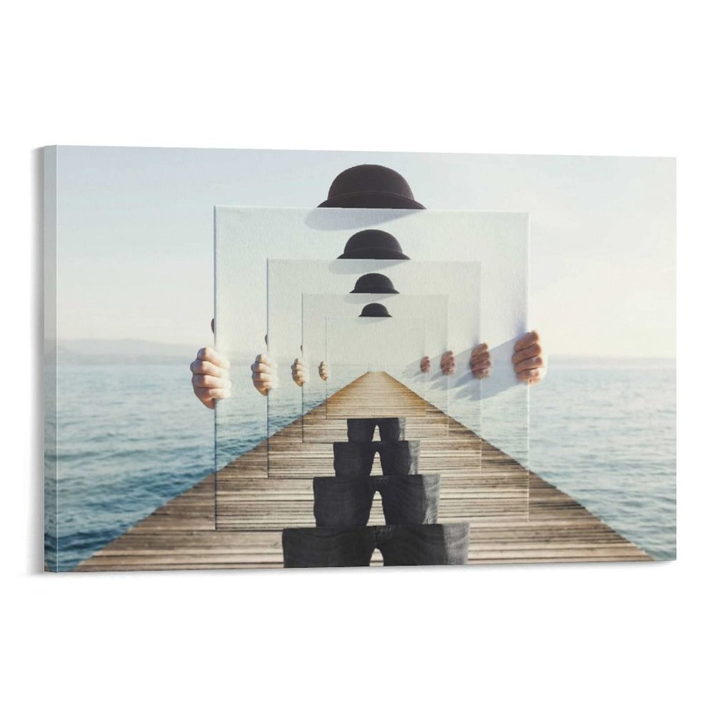 37 Masterpieces by Rene Magritte - Recursion by Rene Magritte Canvas Art Poster and Wall Art Picture Print Modern Family Bedroom Decor Posters 20x30inch(50x75cm)