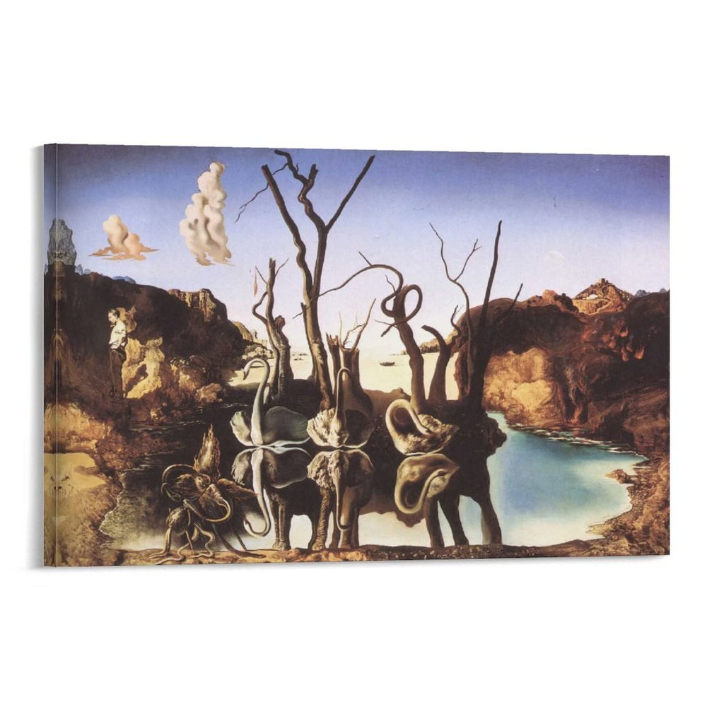 28 Masterpieces by Salvador Dali - Swans Reflecting Elephants Canvas Art Poster and Wall Art Picture Print Modern Family Bedroom Decor Posters 20x30inch(50x75cm)