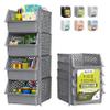 TidyFriend 4 Pack Stackable Storage Bins Open Front for Pantry Organizers and Storage, Plastic Storage Bins for Garage Organization, Garage Storage Bins for Shelves, Racks, Tools & Supplies (Grey) view 1
