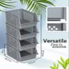 TidyFriend 4 Pack Stackable Storage Bins Open Front for Pantry Organizers and Storage, Plastic Storage Bins for Garage Organization, Garage Storage Bins for Shelves, Racks, Tools & Supplies (Grey) view 2
