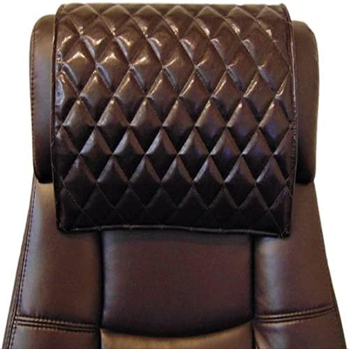 Azrah Traders Leather Recliner Chair Headrest Cover - Sofa, Love Seat, Furniture Protector, Theater Seat Cover/SlipCover for Home & Office, 30x50 Inches - Quilt Brown Pack of 2