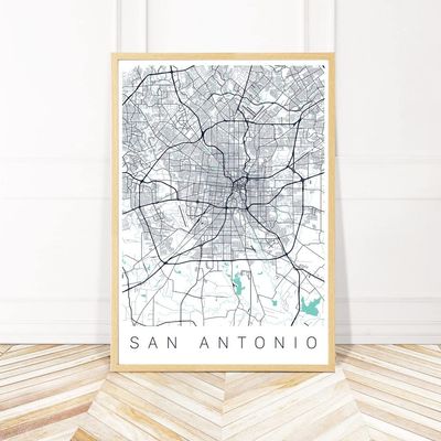 MG Global - San Antonio City Poster - Map Print of San Antonio Texas - City Map Art - Gift for Travel Lover - Wall Art Decor