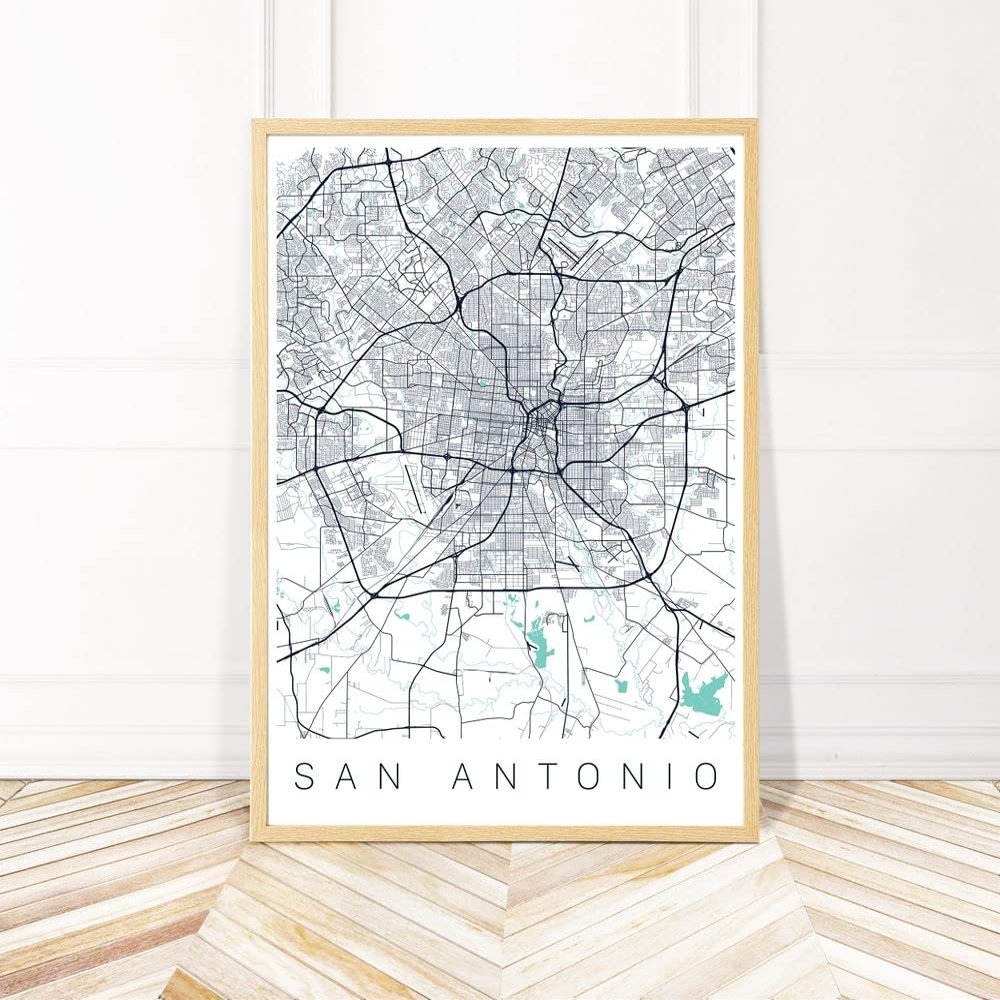 MG Global - San Antonio City Poster - Map Print of San Antonio Texas - City Map Art - Gift for Travel Lover - Wall Art Decor