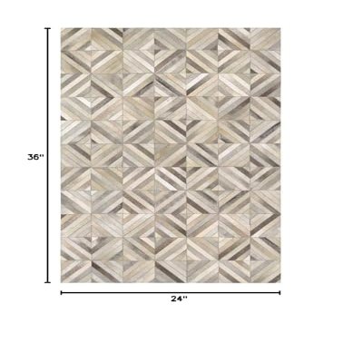 100% Leather Jacquard Hand Made Cowhide Patchwork Area Rugs Carpet Color Grey MC120 (2'0x3'0, Grey)