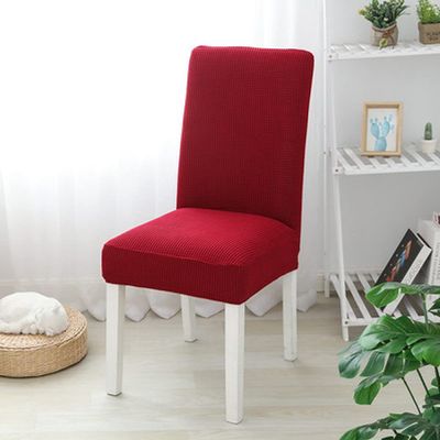 1/2/4/6Pcs Chair Cover Solid Color Jacquard Spandex Slipcover Protector Case for Kitchen Dining Room Chaise Chair Cover Elastic,red,6 Pieces