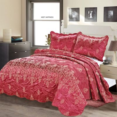 MEET HAPPINESS Lightweight All Season -Attractive Embossed Solid Pattern (Wine red)