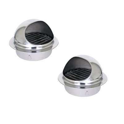 Unifizz Chimney Cap Polished 304 Stainless Steel Extractor Grille,180MM Nose External Vent for Ventalition, Silver, 2 Pcs.