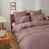 Simple&Opulence 100% Linen Duvet Cover Set, 3 PCS Natural French Flax Purple Duvet Cover Full Size, Breathable Soft Comfy Linen Bedding Comforter Cover with 2 Pillowcases(Purple, 78"x86") view 2