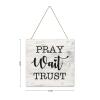 Wooden Signs, Rustic Pray Wait Trust Sign Plaque Pianted Quote Home Decor Farmhouse Garden Outdoor Wall Art 10"x10", Made in USA view 2